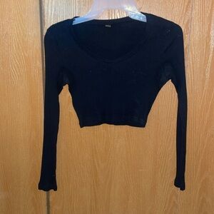 Cropped Long Sleeve Ribbed Top